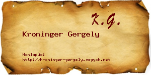 Kroninger Gergely névjegykártya